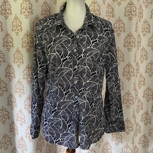 Crown & Ivy pattern 100% Cotton blouse L